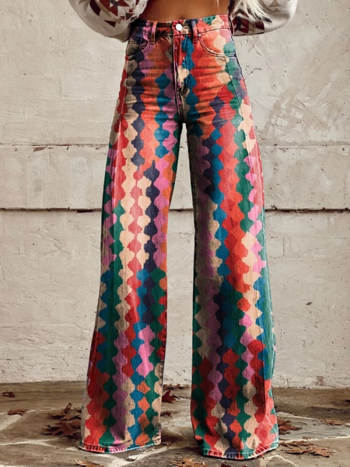 Isla | Retro Regenbogen Palazzo Hose