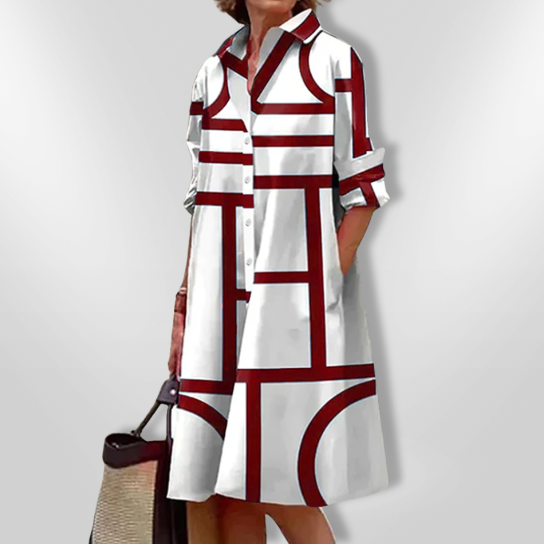 Helen| Midi-Kleid mit geometrischem Muster