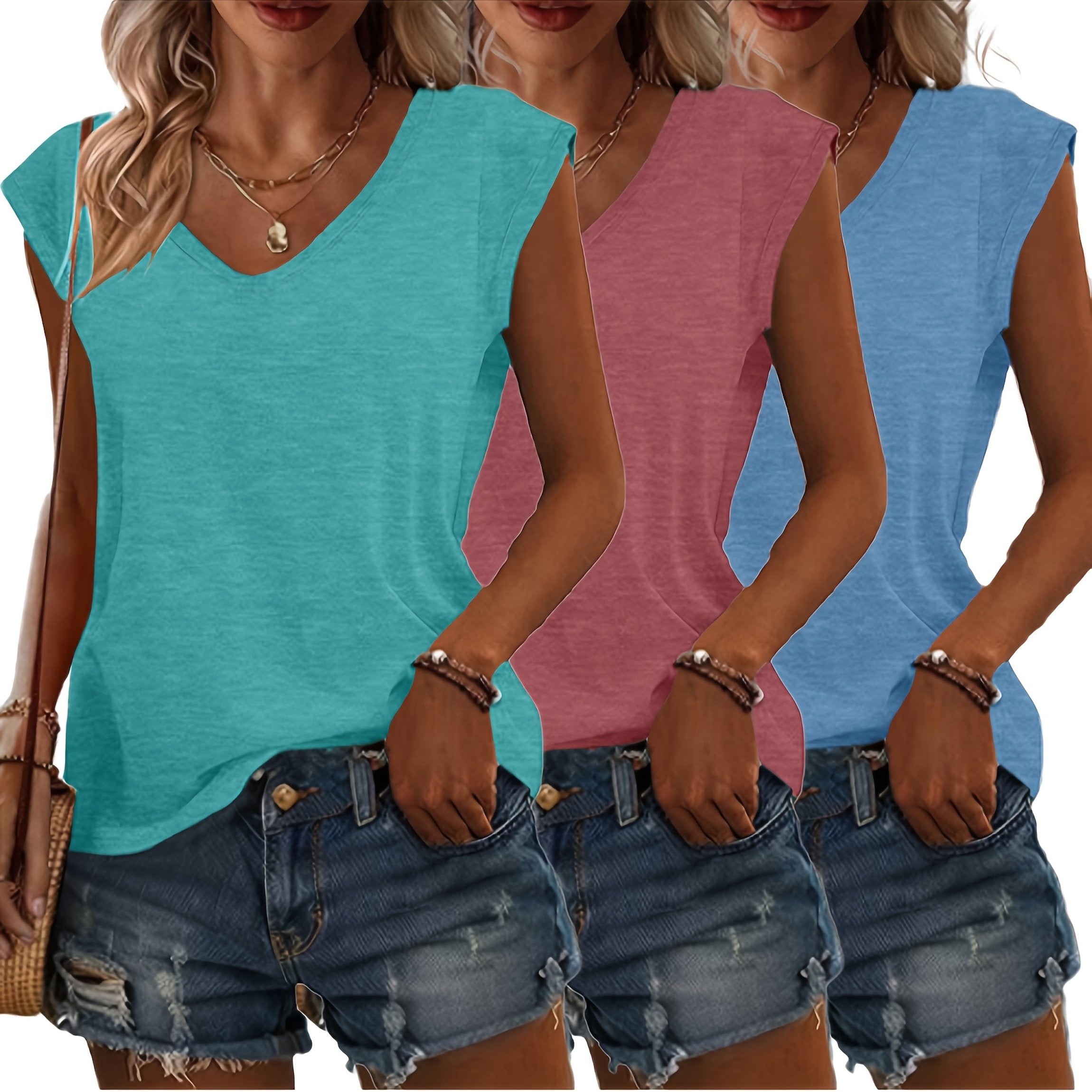 3-teiliges Damen T-Shirt Set – Für Jeden Tag im Stil