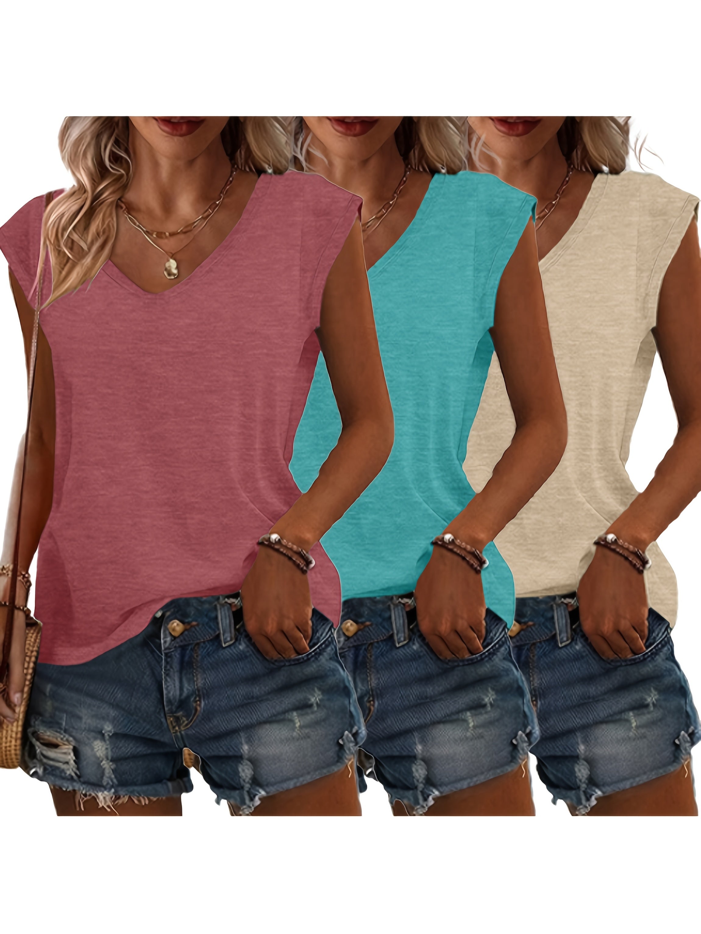 3-teiliges Damen T-Shirt Set – Für Jeden Tag im Stil