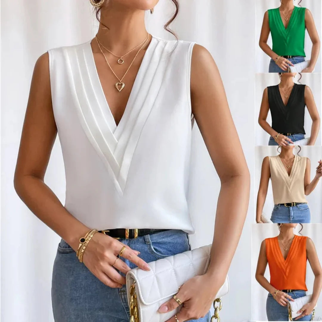 Sommerliche Eleganz: Lockeres, ärmelloses Bluse – Komfort & Stil in Einem