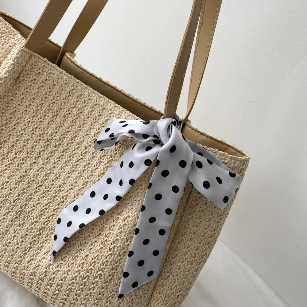 SOLINE – Geflochtene Sommertasche mit Lederelementen & Schleifenakzent