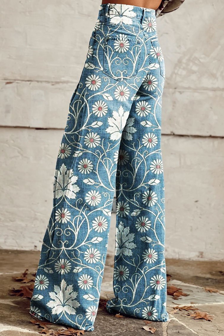 Elodie | Vintage Gänseblümchen Blüte Weite Hose