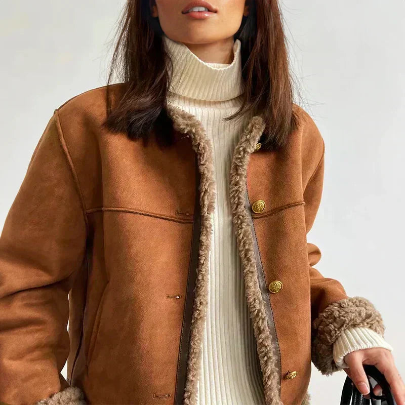 Terhild – Jacke mit Lammfellbesatz