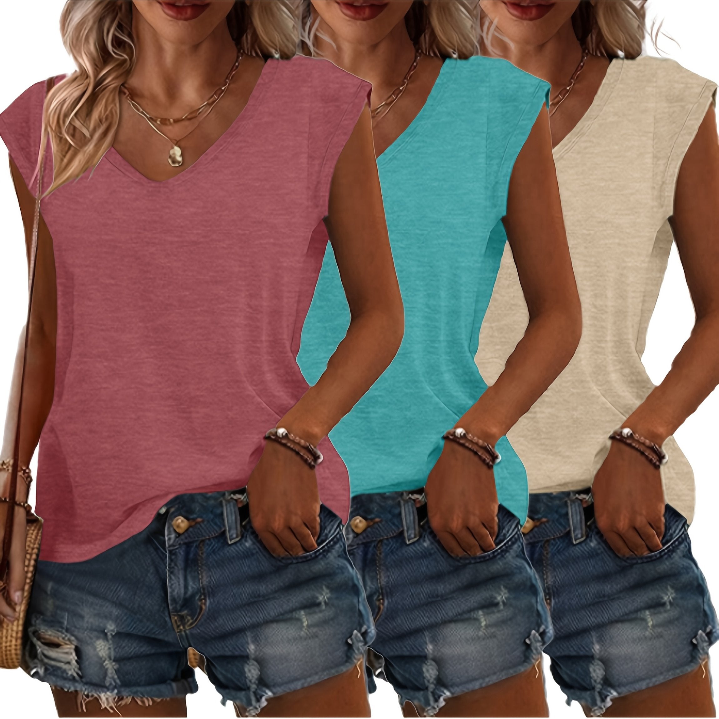 3-teiliges Damen T-Shirt Set – Für Jeden Tag im Stil