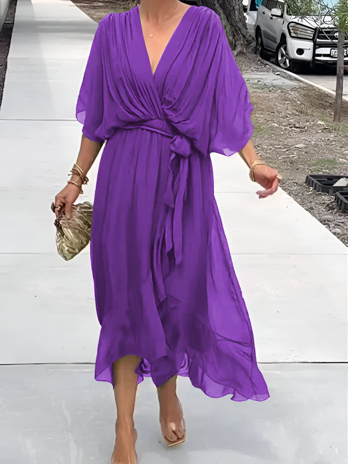 Elise – Chiffonkleid mit V-Ausschnitt