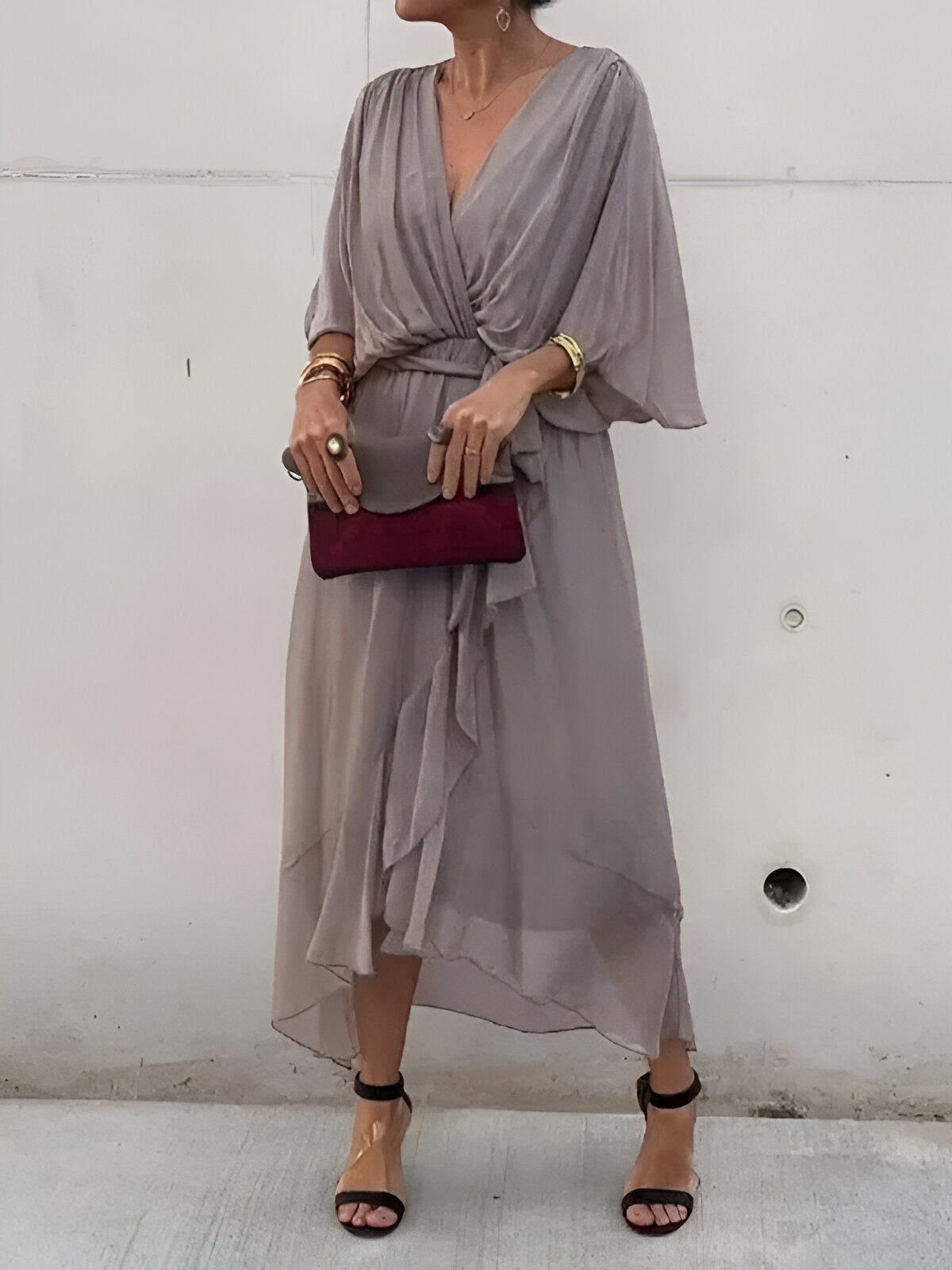 Elise – Chiffonkleid mit V-Ausschnitt