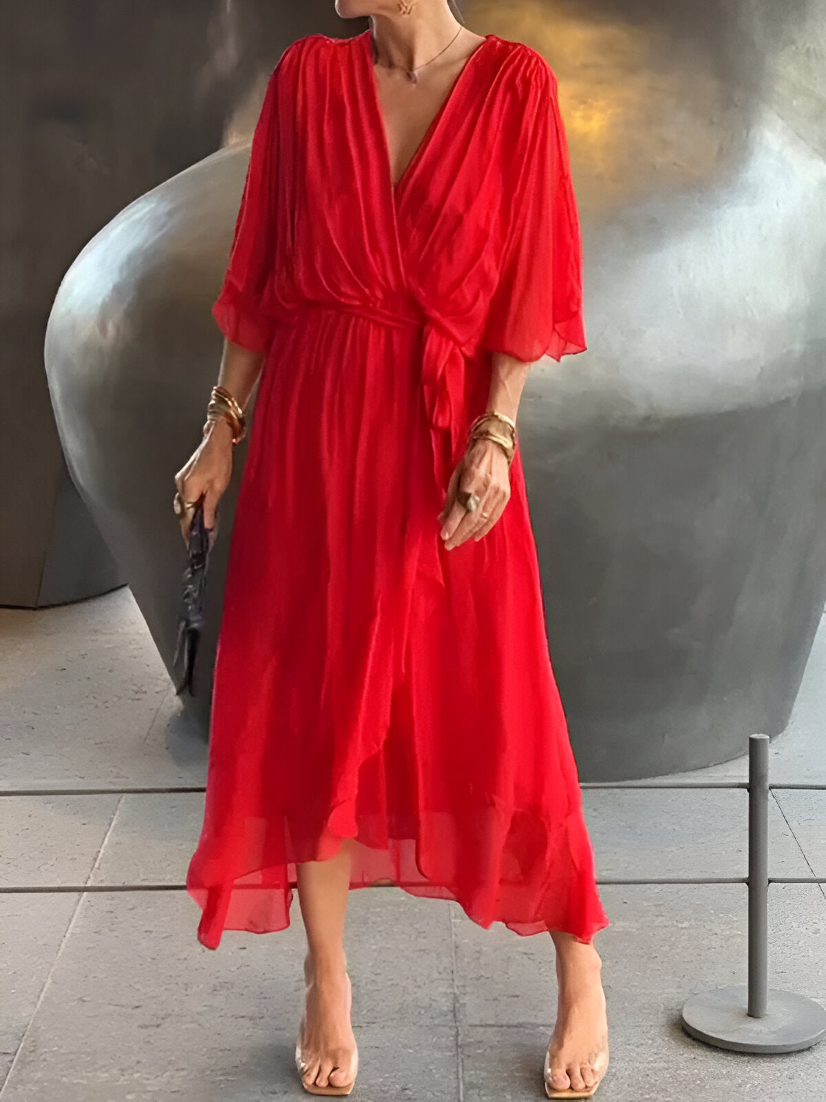 Elise – Chiffonkleid mit V-Ausschnitt