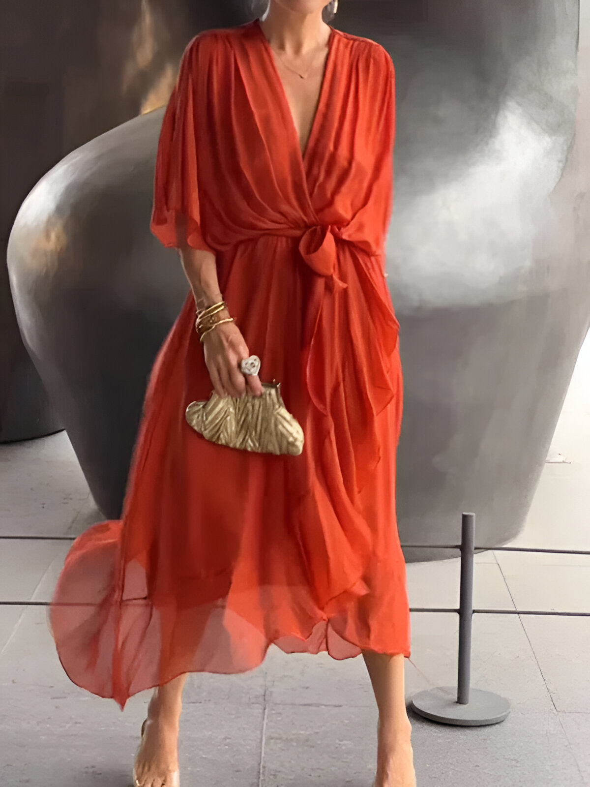 Elise – Chiffonkleid mit V-Ausschnitt