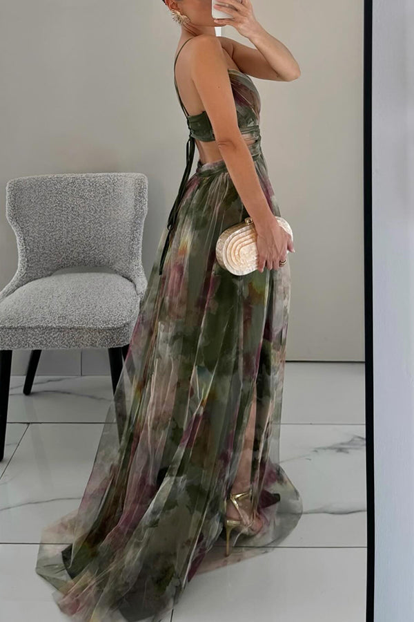 Eléna | Lange Elegante Kleid mit Blumenmuster