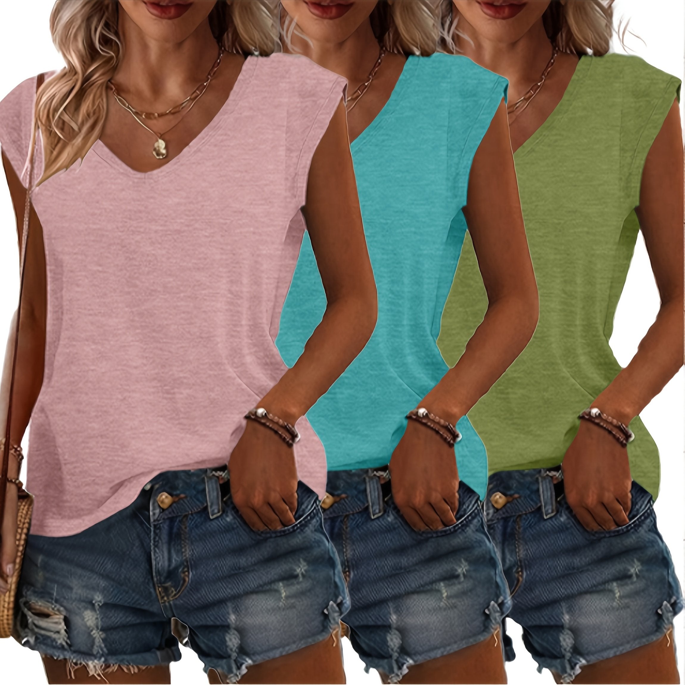 3-teiliges Damen T-Shirt Set – Für Jeden Tag im Stil