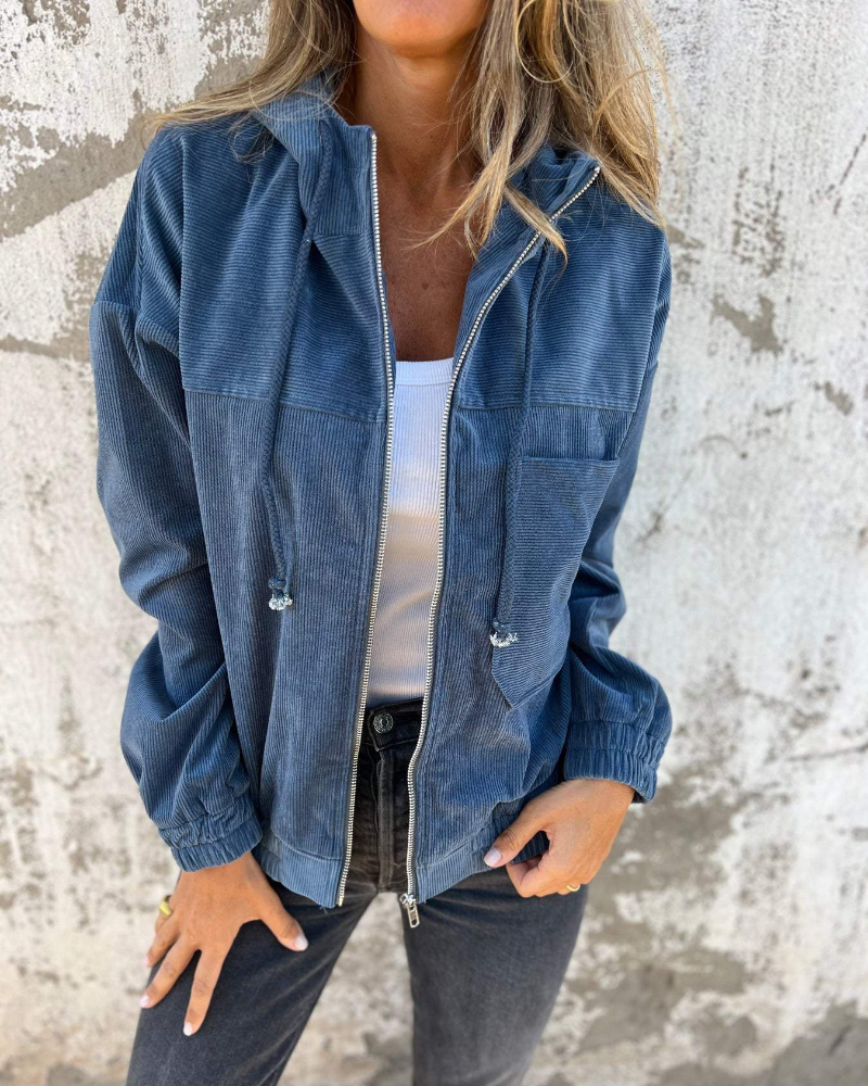 Ella | Corduroy Hoodie mit Reißverschluss