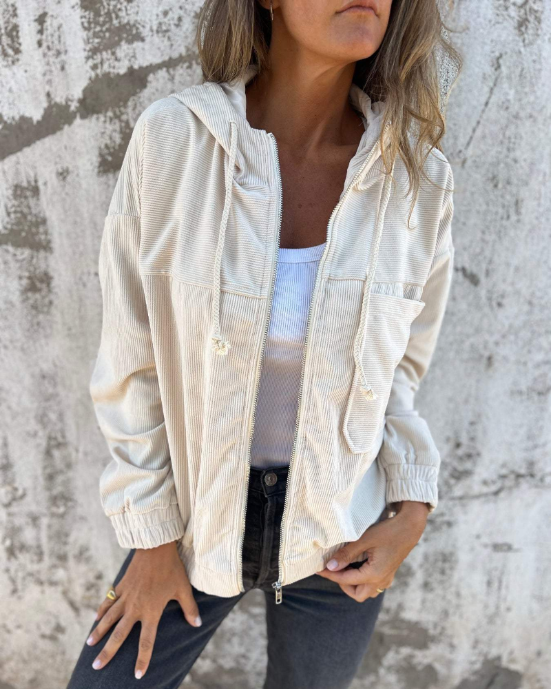 Ella | Corduroy Hoodie mit Reißverschluss