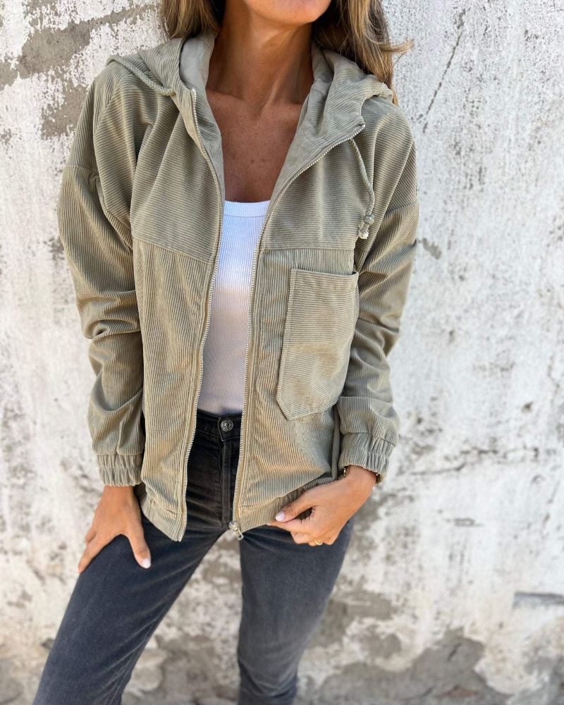 Ella | Corduroy Hoodie mit Reißverschluss