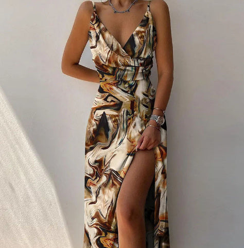 SIRENA – Luxuriöses Print Slip Dress