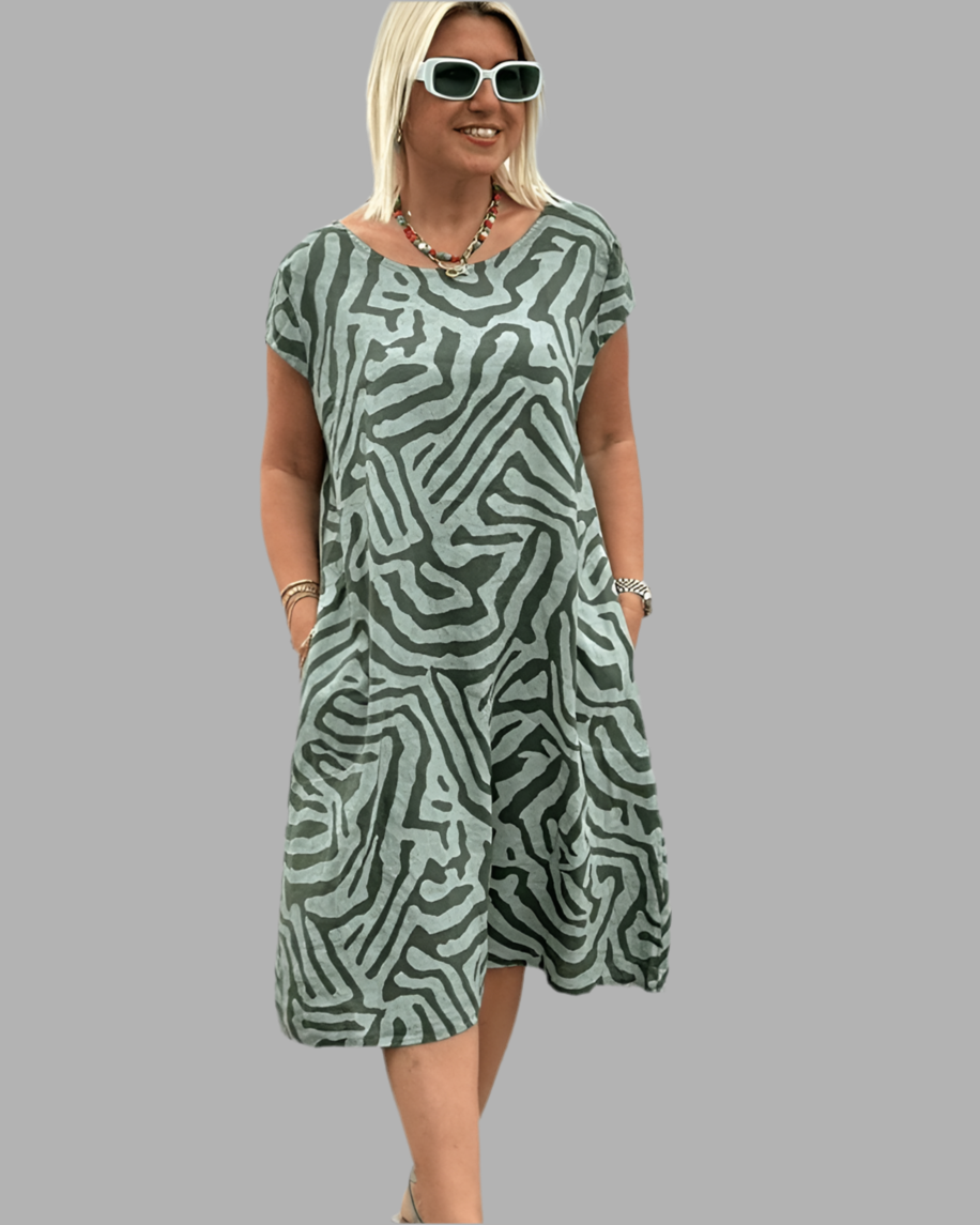 Amara | Sommerkleid mit Rundhalsausschnitt und schöner Druck