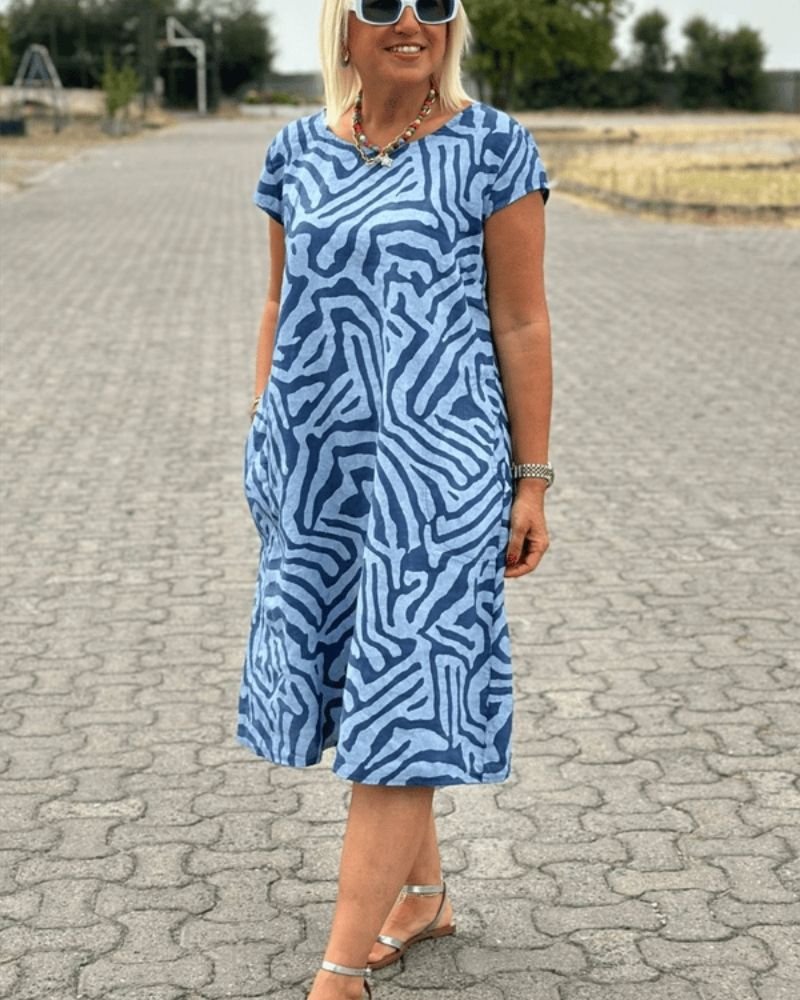 Amara | Sommerkleid mit Rundhalsausschnitt und schöner Druck