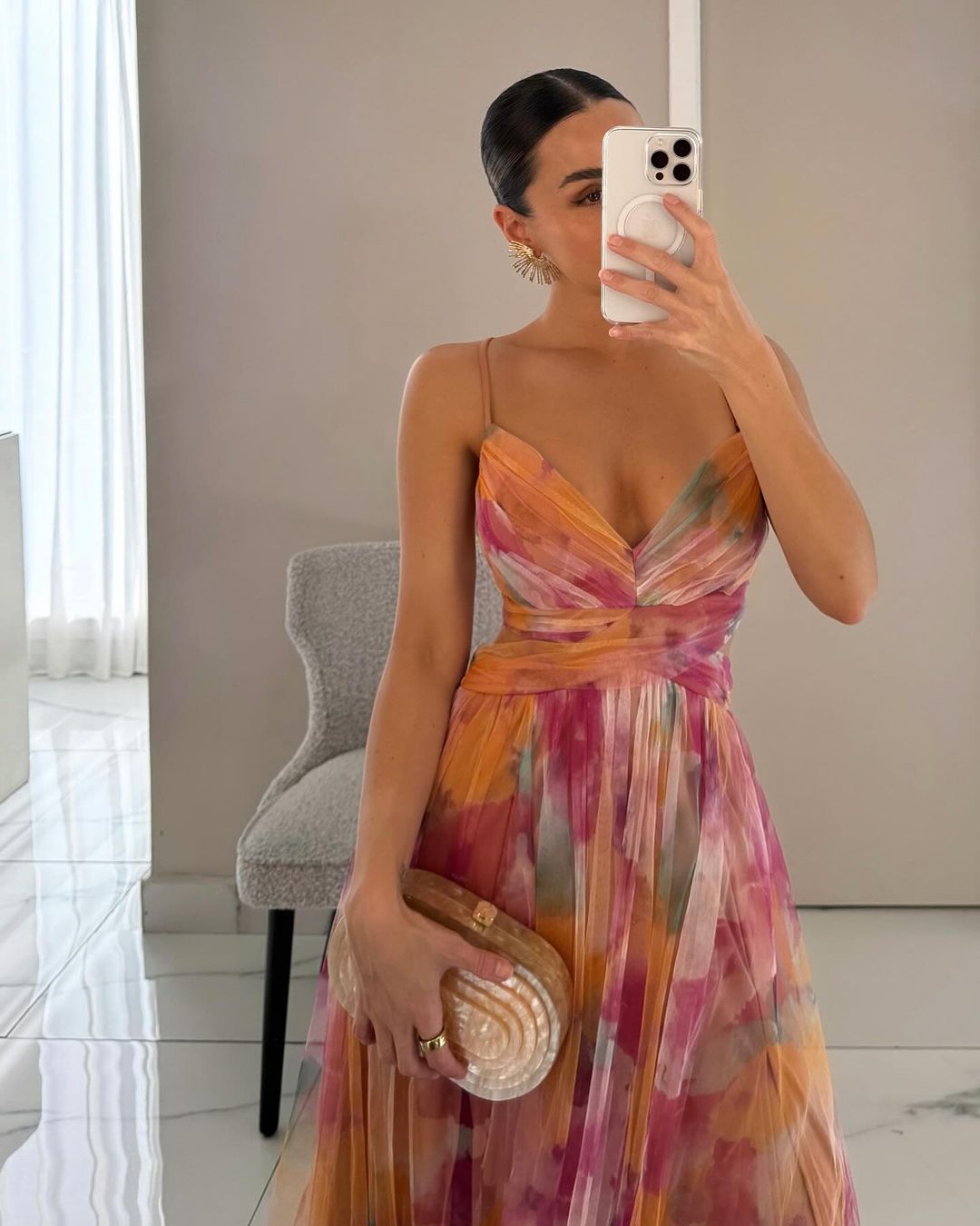 Eléna | Lange Elegante Kleid mit Blumenmuster