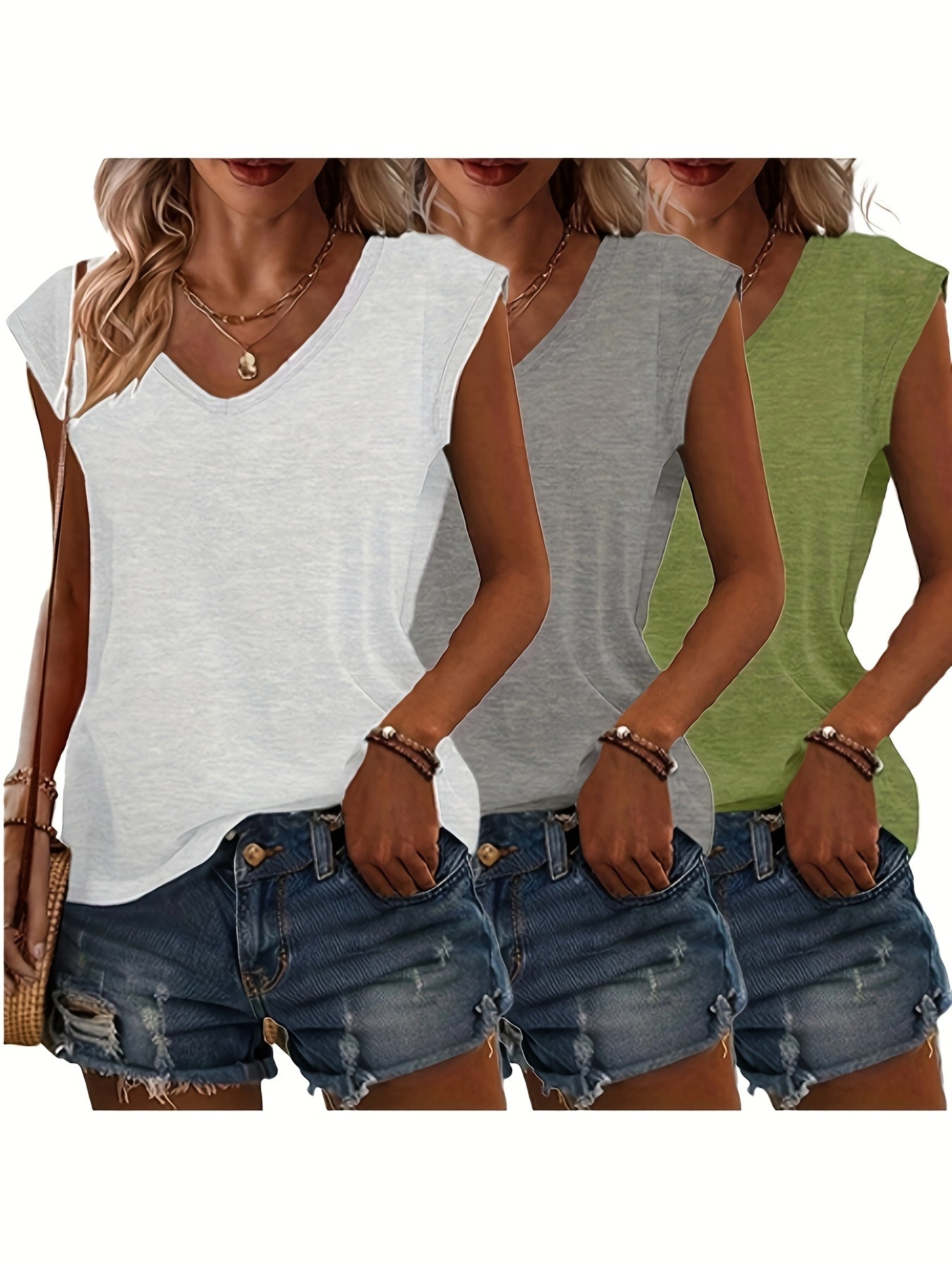 3-teiliges Damen T-Shirt Set – Für Jeden Tag im Stil