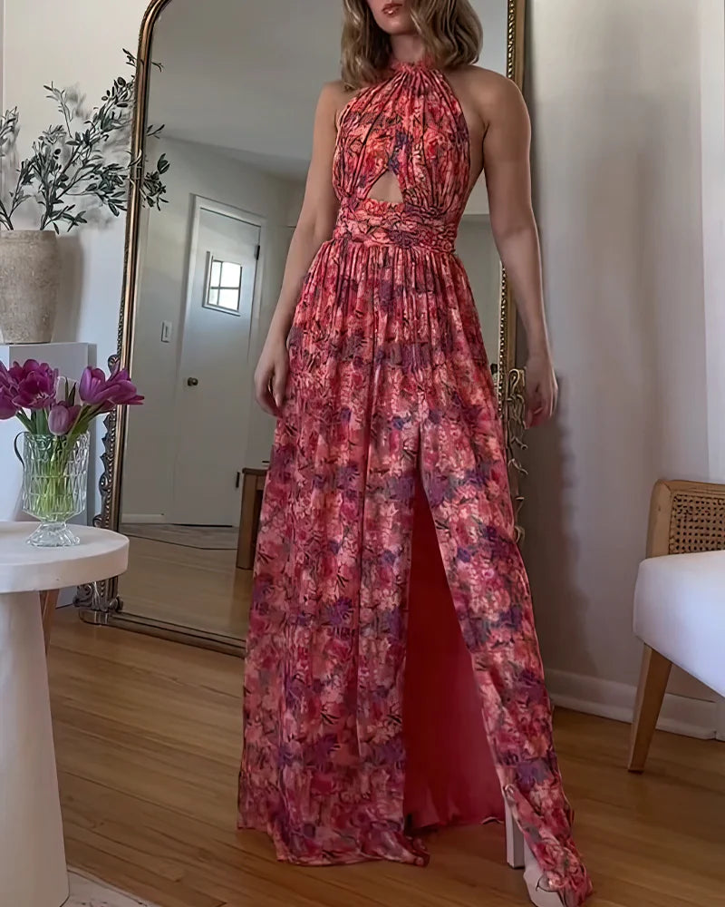 Isa Luna | Rückenfreies Maxikleid mit Blumenmuster