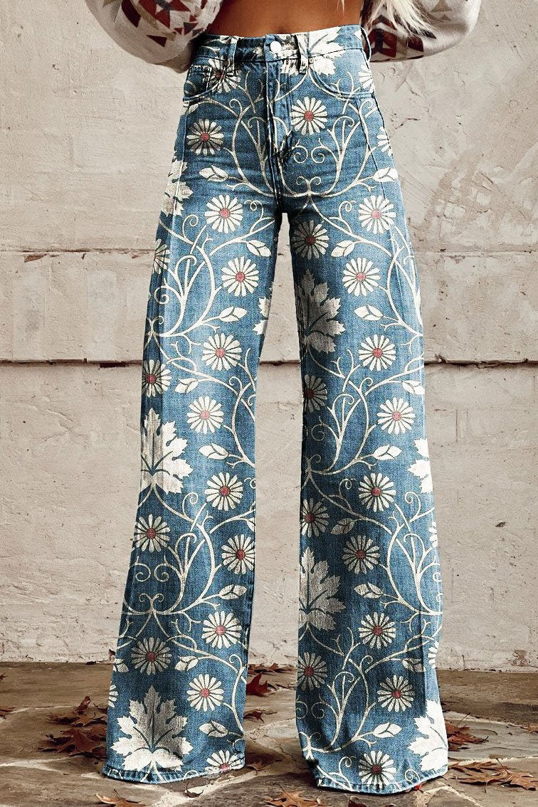 Elodie | Vintage Gänseblümchen Blüte Weite Hose