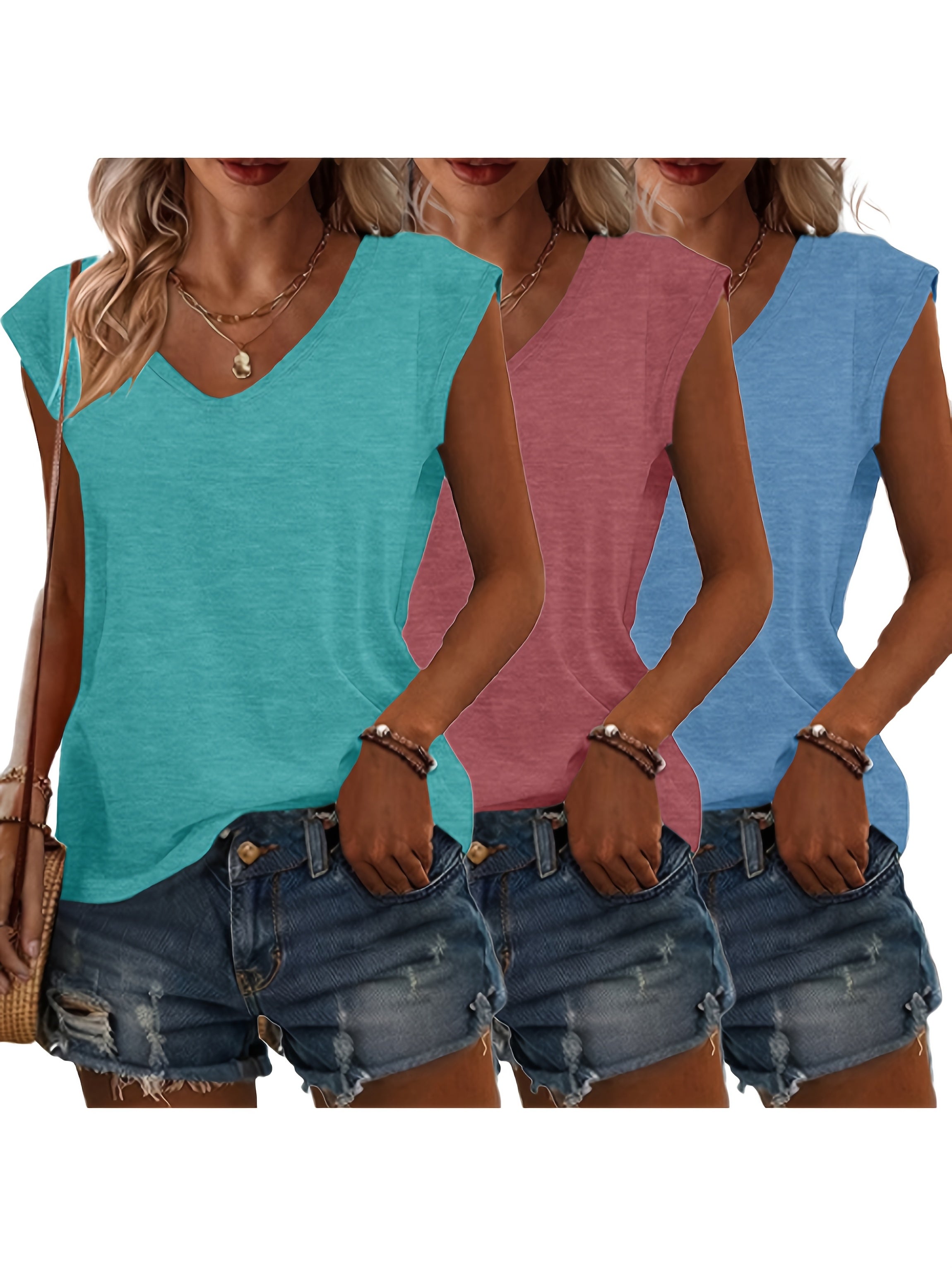 3-teiliges Damen T-Shirt Set – Für Jeden Tag im Stil