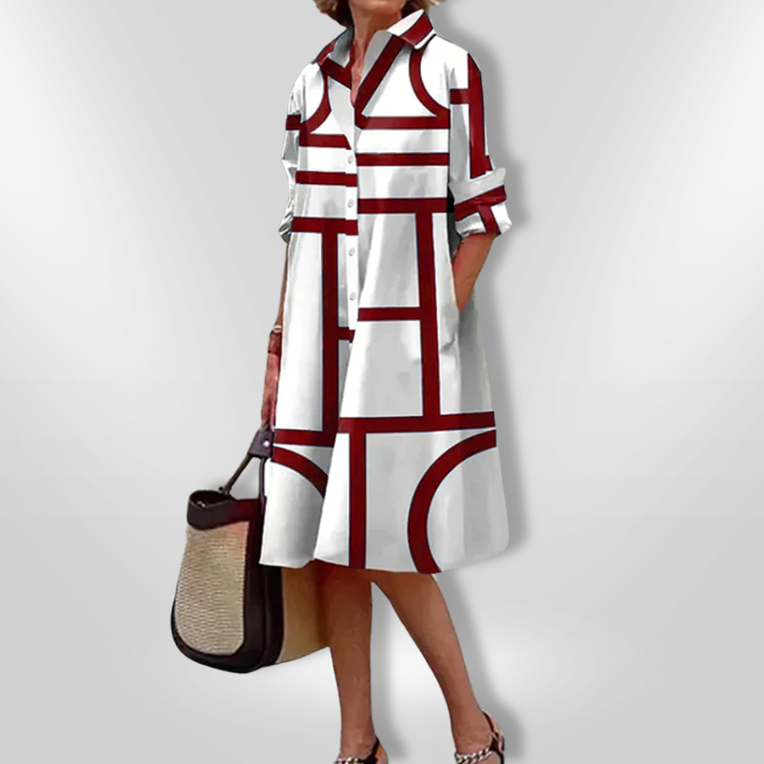 Helen| Midi-Kleid mit geometrischem Muster