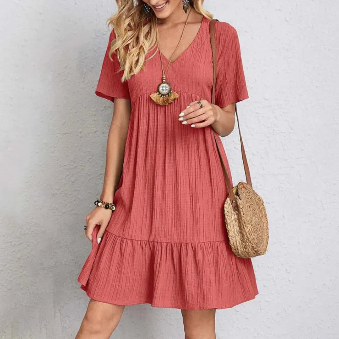 Elske | Elegantes V-Ausschnitt Mini Kleid