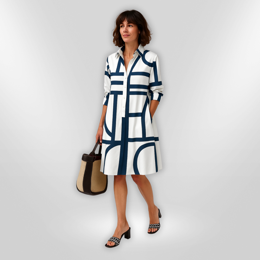 Helen| Midi-Kleid mit geometrischem Muster