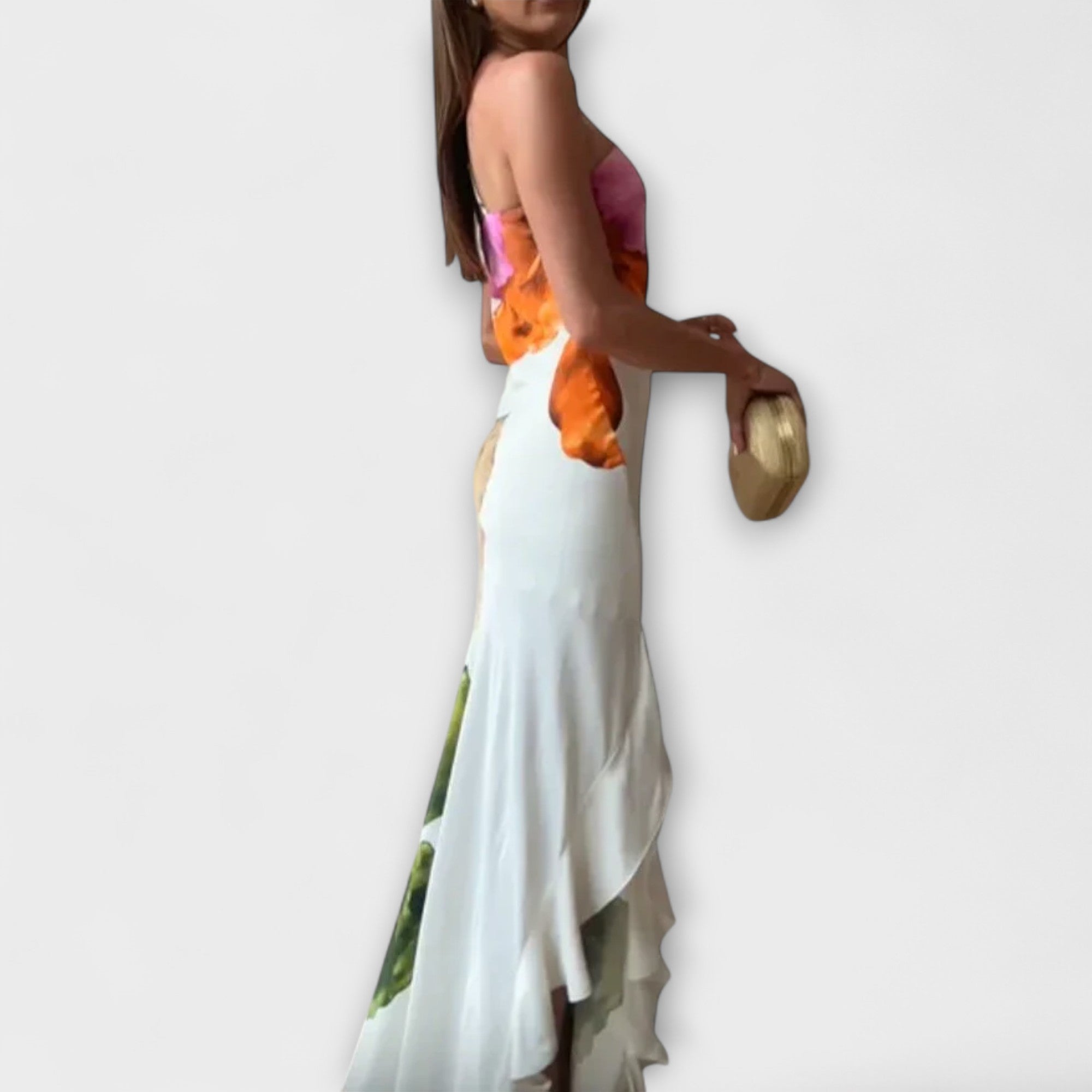 De Sapphire - Elegantes Patchwork Maxi-Kleid