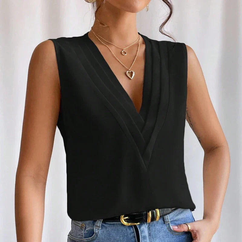 Sommerliche Eleganz: Lockeres, ärmelloses Bluse – Komfort & Stil in Einem