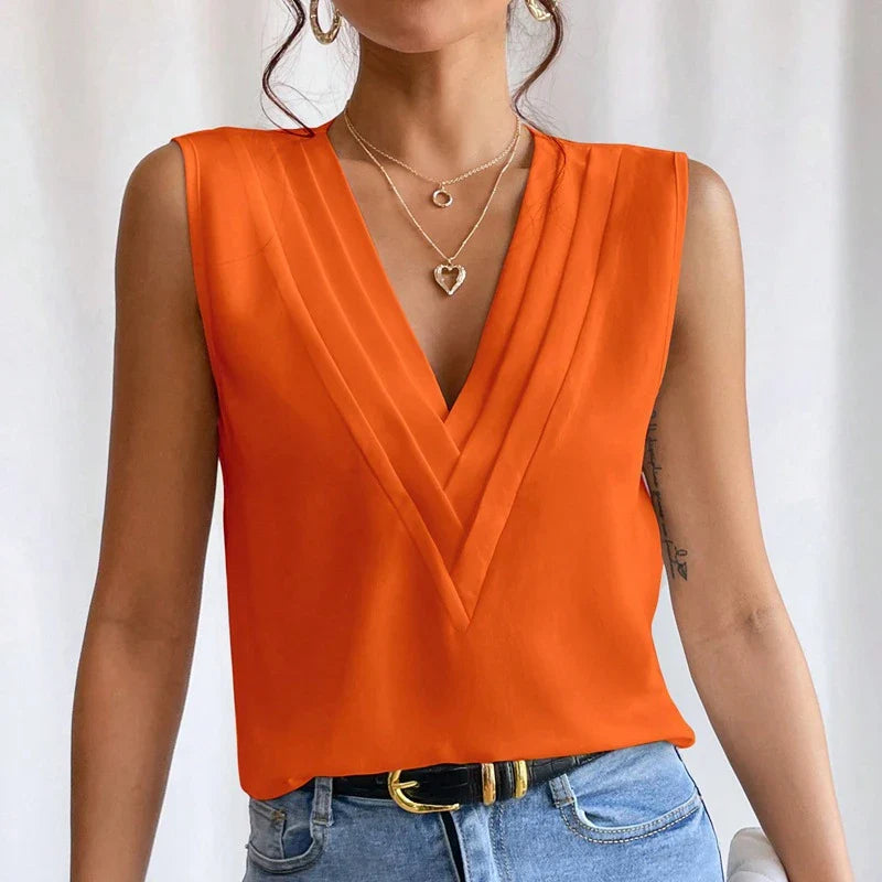 Sommerliche Eleganz: Lockeres, ärmelloses Bluse – Komfort & Stil in Einem