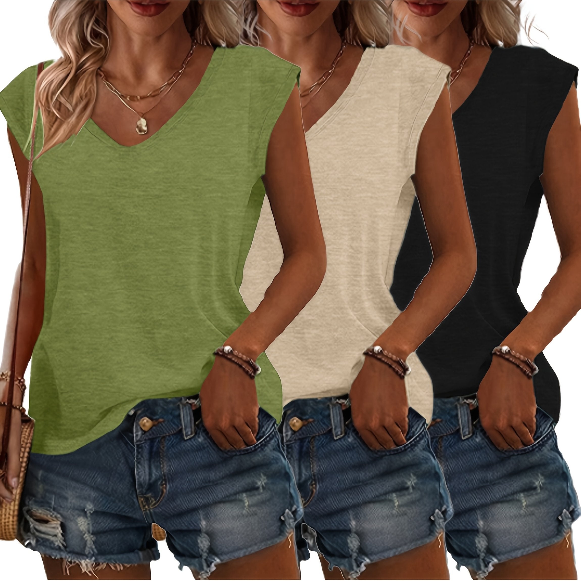 3-teiliges Damen T-Shirt Set – Für Jeden Tag im Stil