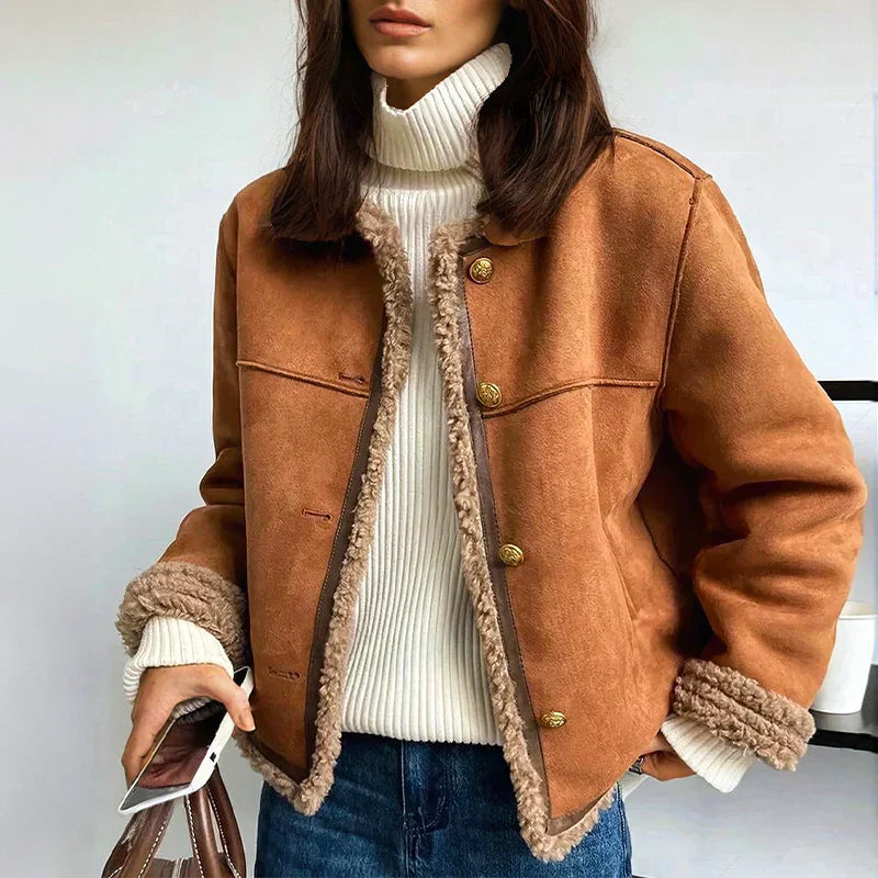 Terhild – Jacke mit Lammfellbesatz