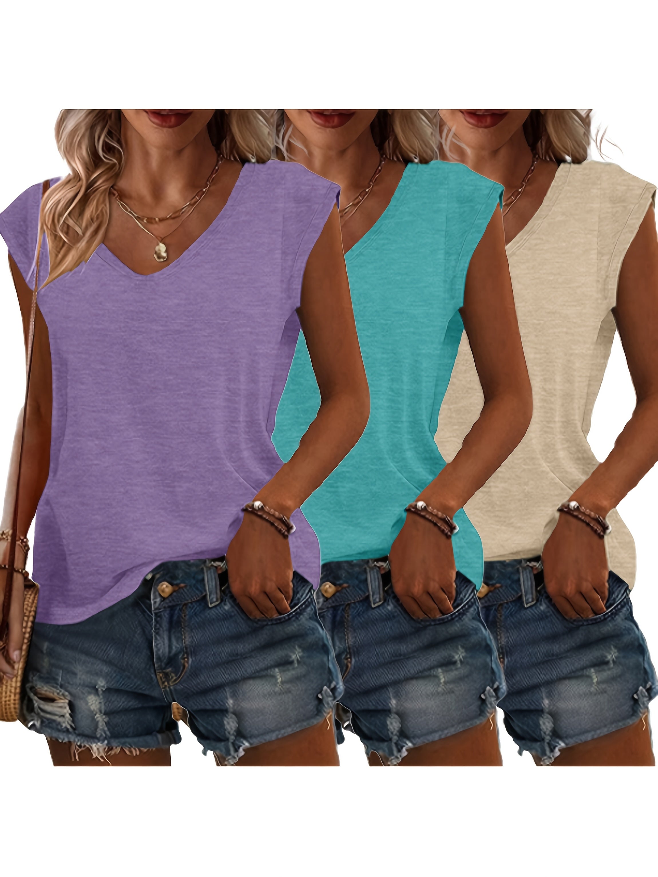 3-teiliges Damen T-Shirt Set – Für Jeden Tag im Stil