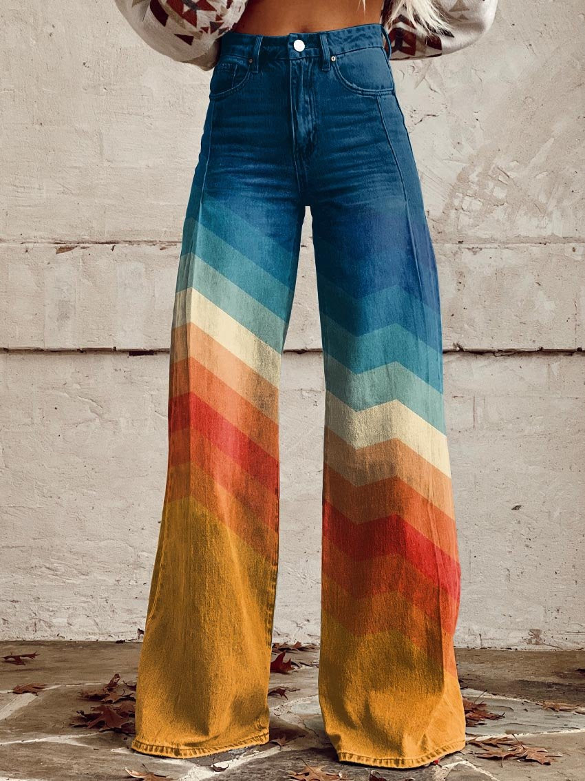 Jodie | Sonnenuntergang Chevron Weite-Hose