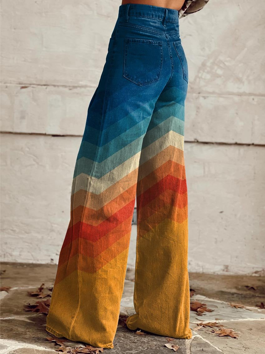 Jodie | Sonnenuntergang Chevron Weite-Hose