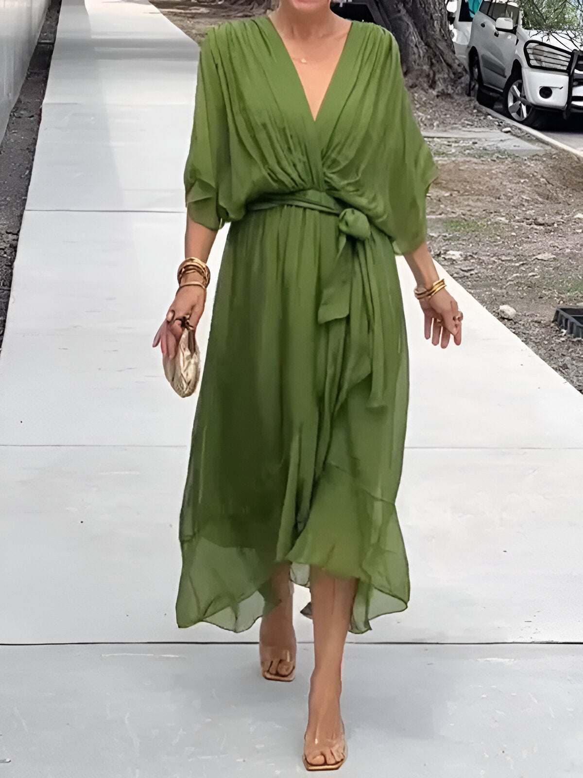 Elise – Chiffonkleid mit V-Ausschnitt